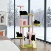 TopComfy Pet Tower Cats Toy Large Cat Tower with Scratching Post Board and Flower Pattern Design for Cats Activities, Pink, 19.69"*11.02"*24.41" - 2 of 4