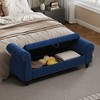 PAGED Modern Storage Bench, Tufted Velvet Ottoman with Storage, Antique Copper Nails Bed Bench with High Backrest, Entryway Bench - 3 of 4