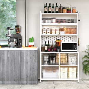 73" Kitchen Pantry Cabinet, Freestanding Cupboard Storage Cabinet with Flip Door & Pegboard, Metal Coffee Bar Cabinet for Living Room Hallway - 1 of 4
