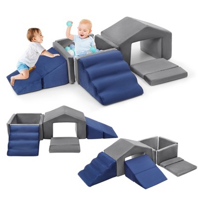 6Pcs Foam Climbing Blocks for Toddlers Climb and Craw Foam Play Set with Ball Pit, Soft Crawling Climbing Block Baby Creative Activity