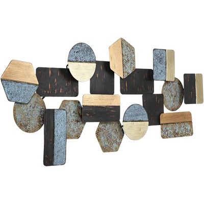 Art Deco Multicolor Abstract Metal Wall Sculpture