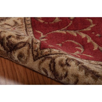 Red and Beige Rectangular Synthetic Area Rug 5' x 7'
