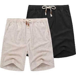 COOFANDY Men's Linen Shorts Casual Elastic Waist Drawstring Summer Beach Shorts - 1 of 4