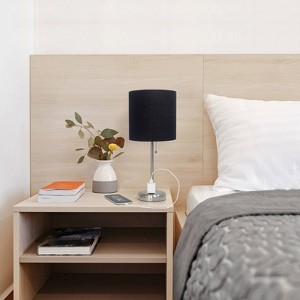 Creekwood Home Contemporary Bedside Table Lamp with Power Outlet - 1 of 4