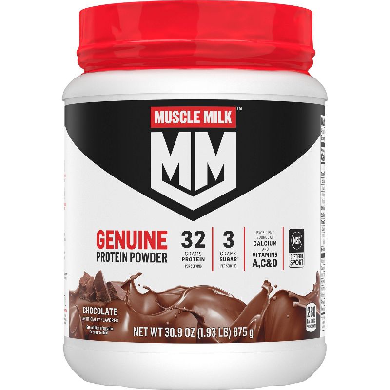 Muscle Milk Genuine Protein Powder - Chocolate - 30.9oz, 1 of 7