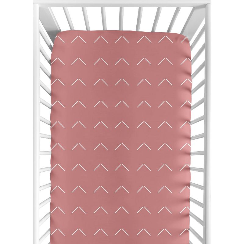 Sweet Jojo Designs Girl Baby Fitted Crib Sheet Diamond Tuft Mauve Pink Ivory Off White, 1 of 8