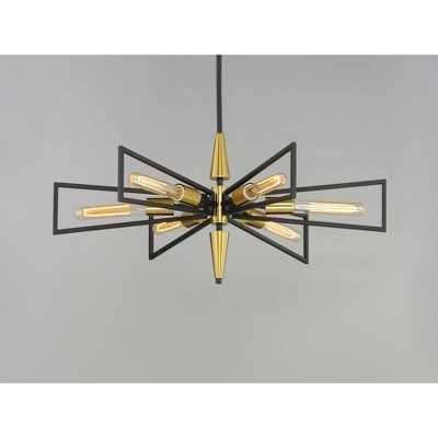Elegant 6-Light Chandelier in Black and Satin Brass Finish