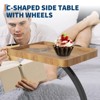 End Table with Rolling Wheels, C Shaped Side Table for Couch, TV tray Table with 2-layer Storage Shelves for Small Spaces, Living Room - 3 of 4