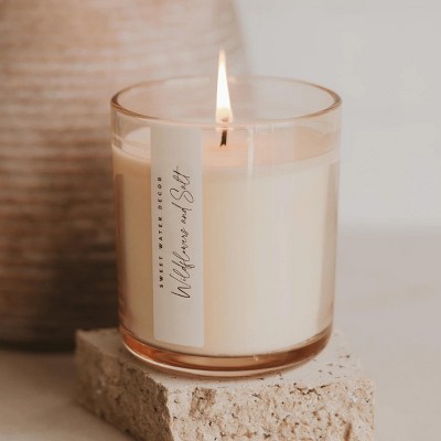 Amber Glass Jar Soy Candle with Sea Salt Scent