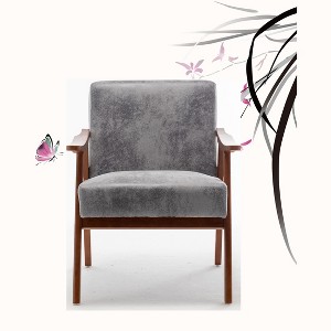 VYNXARIA Grey Accent Chair with Microfiber Upholstery & Solid Wood Frame for Modern Living - 1 of 4