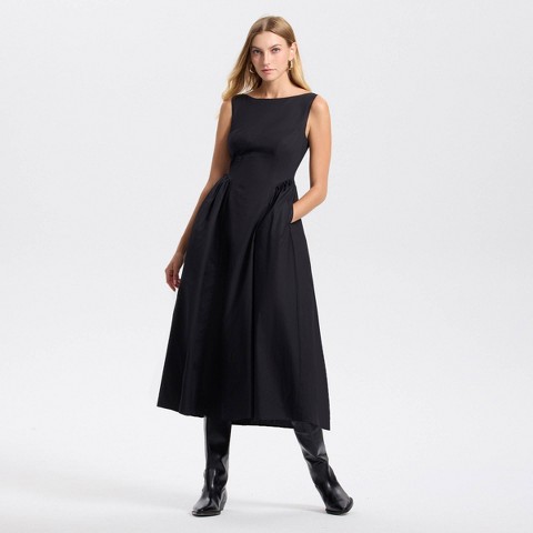 Женские платья A New Day Women's Gathered Waist Midi A-Line Dress - A New Day™ Black L