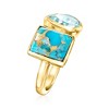 Ross-Simons Turquoise and 1.30 Carat Sky Blue Topaz Toi Et Moi Ring in 18kt Gold Over Sterling - 3 of 4
