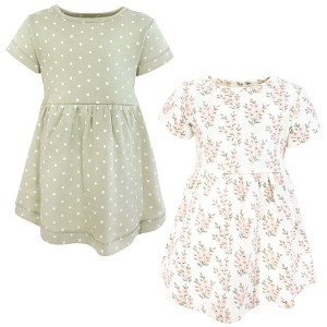 Hudson Baby Infant and Toddler Girls Cotton Dresses, Pink Sage Florals - 1 of 4
