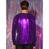 Lars Amadeus Men's Crew Neck Long Sleeves Party Clubwear Sparkly Sequins T-Shirt - 3 of 4