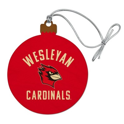 Wesleyan University Cardinals Logo Wood Christmas Tree Holiday Ornament