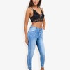 Anna-Kaci Women's High Waist Skinny Jeans With Button Fly And Light Distressing- Large, Blue - image 3 of 4