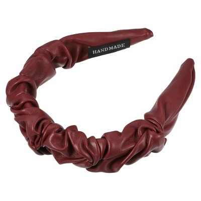 Unique Bargains Women's PU Leather Pleated Fashion Hairband Non Slip 1 Pc