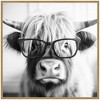 Kate & Laurel All Things Decor 30"x30" Sylvie Highland Cow Reading Glasses Framed Canvas by The Creative Bunch Beaded Natural - 2 of 4