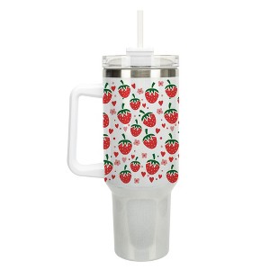 100 North Sweet Strawberry Heart Flower Fruit 40 oz. Stainless Steel, Large Water Bottle Coffee Mug, Spill & Leak Resistant, Thermal Travel Tumbler - 1 of 1