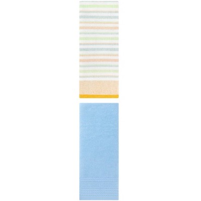 REGALWOVEN Striped Pattern Quick Drying Hand Towels for Bathroom 14" x 30"/13" x 27" 2 Pcs