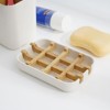 Aoibox 2 Pack Bamboo Soap Dish with Self-Draining Design, Wooden Soap Holder for Shower, Bathroom, Kitchen, Bathtub, Sink - White - 3 of 4
