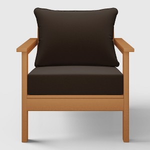 WestinTrends Avalon Teak Outdoor Modern HDPE Patio Club Chair with Deep Seat Cushions - 1 of 4