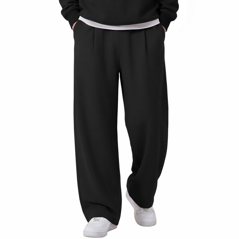 COOFANDY Mens Casual Sweatpants Open Bottom Lounge Pants Lightweight Baggy Workout Yoga Track Pants Black S