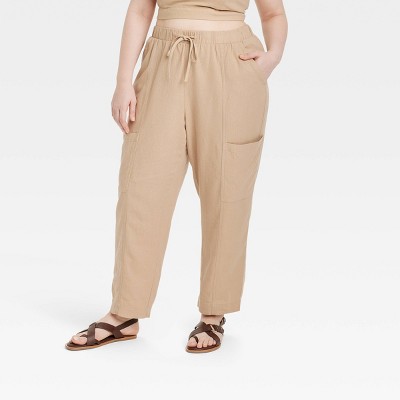 Women's High-rise Pull-on Tapered Pants - Universal Thread™ Tan 4x : Target