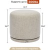 Bekrvio Swivel Round Pouf Ottoman,Acacia Wood Frame Linen Vanity Stool & Foot Rest, Small Coffee Table Ottoman for Living Room/Bedroom - 4 of 4