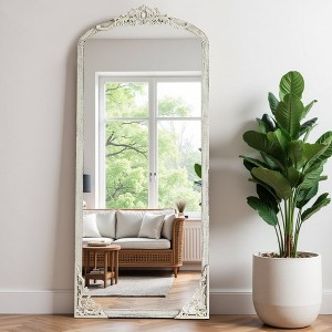67"x28" Classic Arch-Top Full-Body Mirror, White Wood Framed Weather Full-Length Vanity Mirror for Bathroom, Bedroom Entryway, Living/Dressing Room - 1 of 4