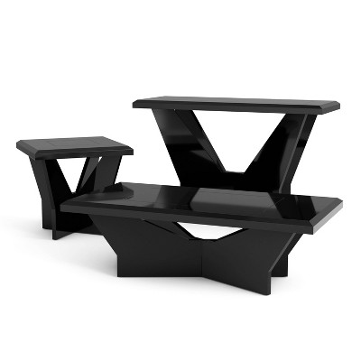 3pc Manke Tempered Glass Top Insert Coffee Table Set - miBasics