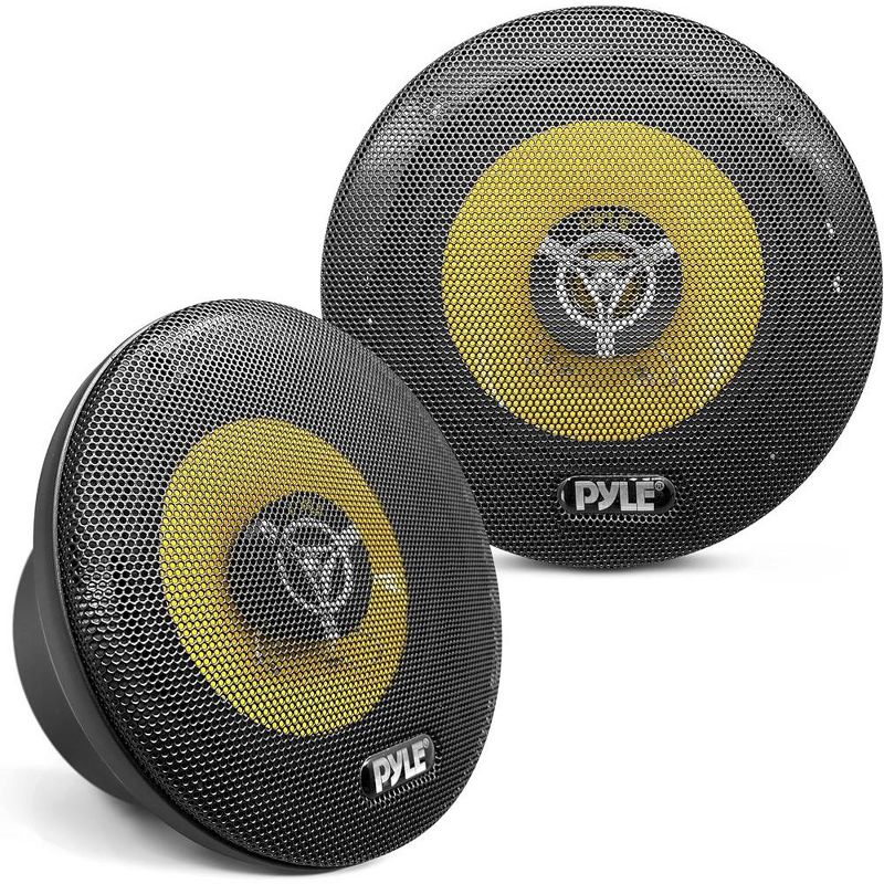 Pyle Car Three Way Speaker System - Black and Yellow, 1 of 8