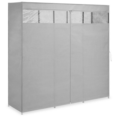 Whitmor Covered Wardrobe with Storage Shelves Gray