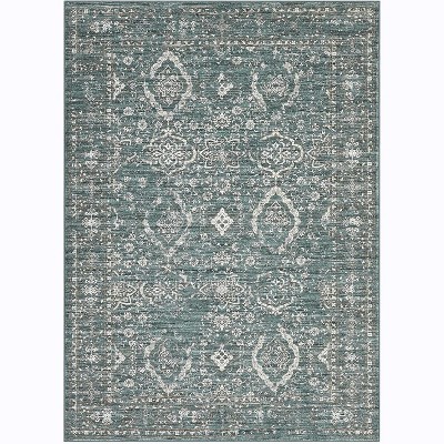 Washable Vintage Area Rug with Non-Slip Backing, Low Pile Soft Farmhouse Carpet for Living Room, Bedroom, Kids Playroom