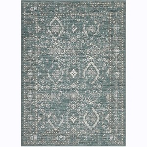 Washable Vintage Area Rug with Non-Slip Backing, Low Pile Soft Farmhouse Carpet for Living Room, Bedroom, Kids Playroom - 1 of 4