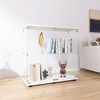 Two-door Glass Display Cabinet 2 Shelves with Door, Floor Standing Curio Bookshelf for Living Room Bedroom Office, 33.35"*31.69"*14.37",White - 2 of 4