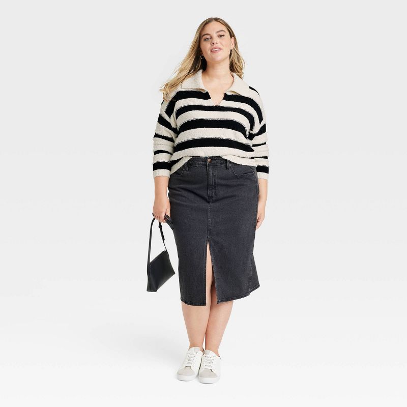  Women's Pullover Sweater - Universal Thread™ White/Black Striped, 4 of 8