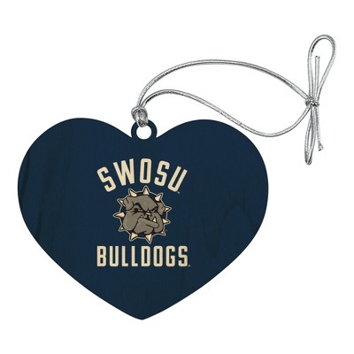 Southwestern Oklahoma State University Bulldogs Logo Heart Love Wood Christmas Tree Holiday Ornament
