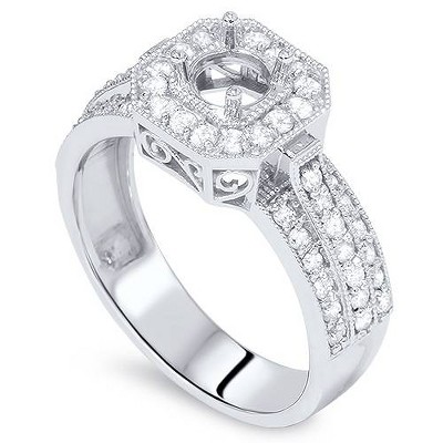 Pompeii3 5/8ct Semi Mount Vintage Ring 14K White Gold