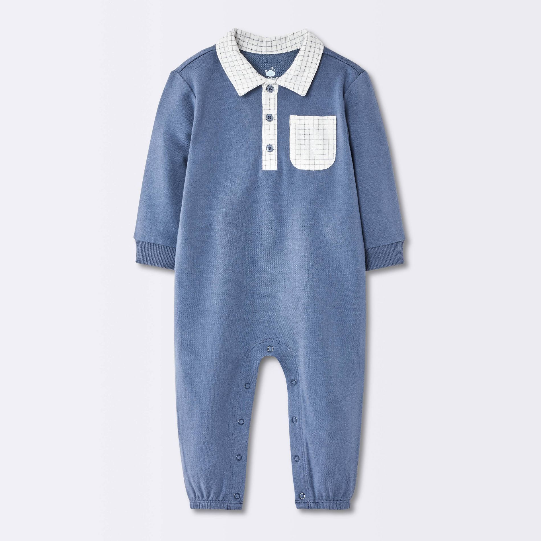 Baby Boys' Solid Collar Romper - Cloud Island™ Navy Blue