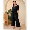 Clearlove Jumpsuits for Plus Size Women Casual Square Neck One Piece Floral Wide Leg Rompers - 3 of 4