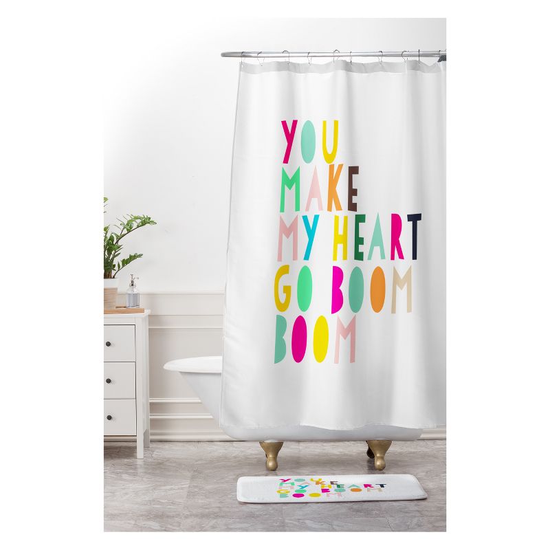 Hello Sayang You Make My Heart Go Boom Boom Bath Rugs and Mats White 24" x 36" - Deny Designs, 3 of 6
