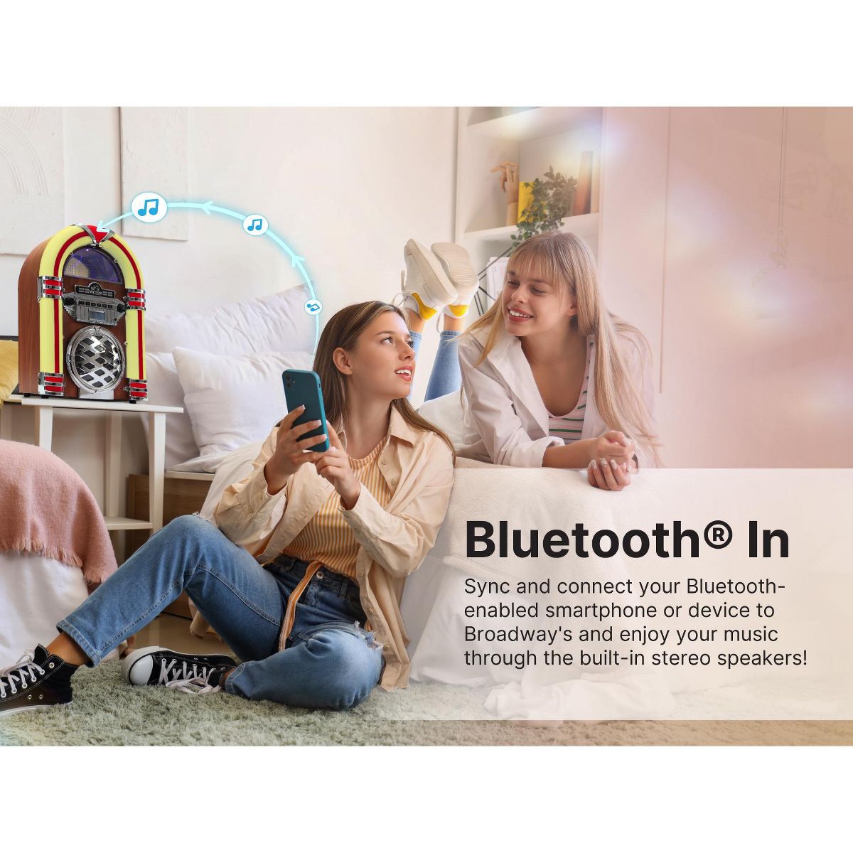 Victor Retro Bluetooth Jukebox with CD Player & FM Radio | 15-Inch 1950s Diner Style Tabletop Speaker, Color-Changing LED Lights, 33ft Wireless - thumbnail 8
