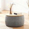 TIRAMISUBEST Round Storage Ottoman Linen 2-in-1 End Table Footstool MDF Top and Linen Upholstery for Living Room - 4 of 4