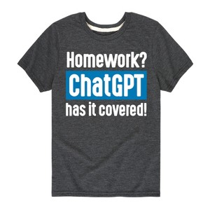 Boys' - Instant Message - Homework ChatGTP Has It Covered Short Sleeve Graphic T-Shirt - 1 of 4