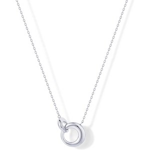 14K Gold Plated Interlock Pendant Necklace, Dainty Circle Link Chain for Women - 1 of 4