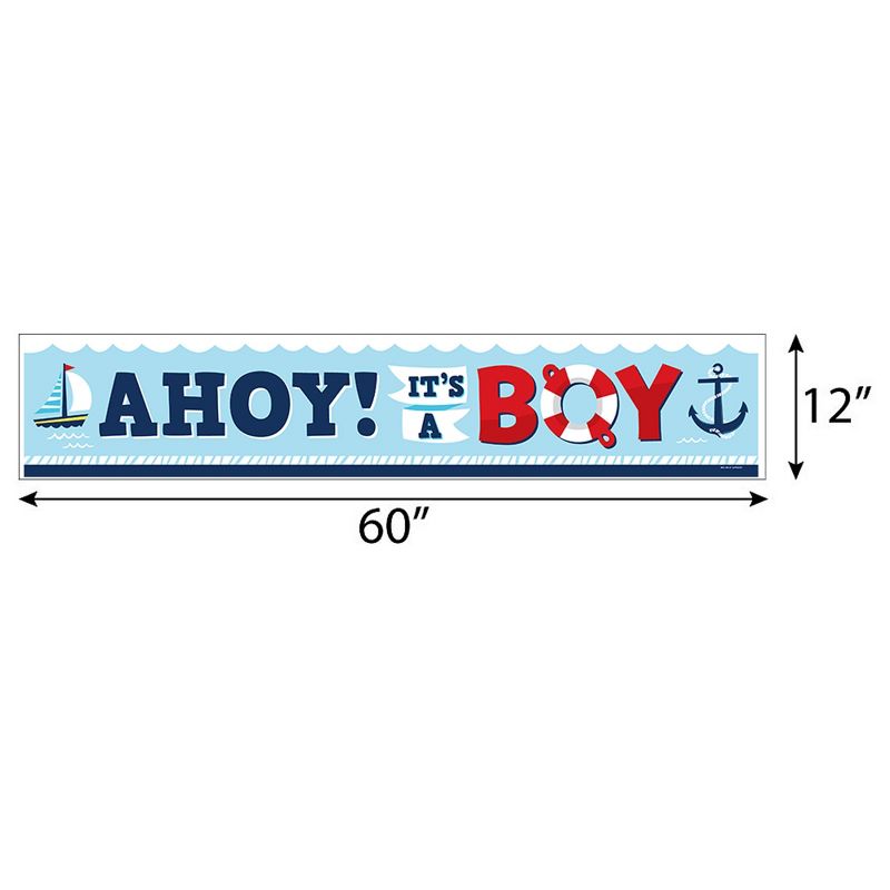 Big Dot of Happiness Ahoy It's a Boy - Nautical Baby Shower Decorations Party Banner, 2 of 8