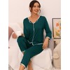 cheibear Women's Long Sleeve Pullover Top with Pants Sleepwear Pajama Sets - 2 of 4