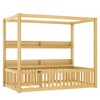 Zeus & Ruta Solid Wood Floor Bed with Canopy, Guardrails & Shelves for Kids - No Box Spring Needed - 2 of 4