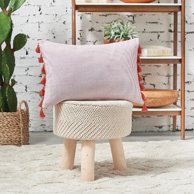 Brett Striped Cotton Throw Pillow with Tassels